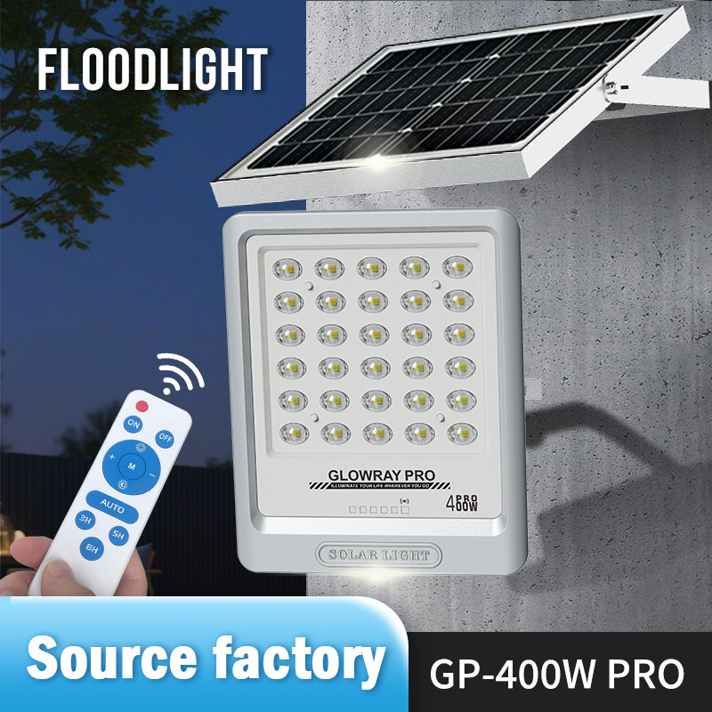 Foco solar FGET de 400 W para uso en exteriores y jardines.