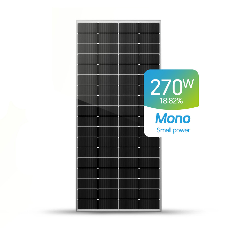 Paneles solares monocristalinos disponibles a medida de 250W, 260W, 270W y 280W.