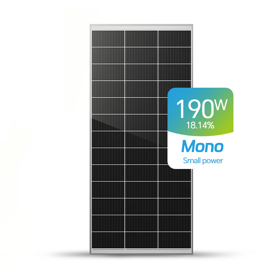 Paneles solares monocristalinos disponibles a medida de 180 W, 190 W y 200 W.