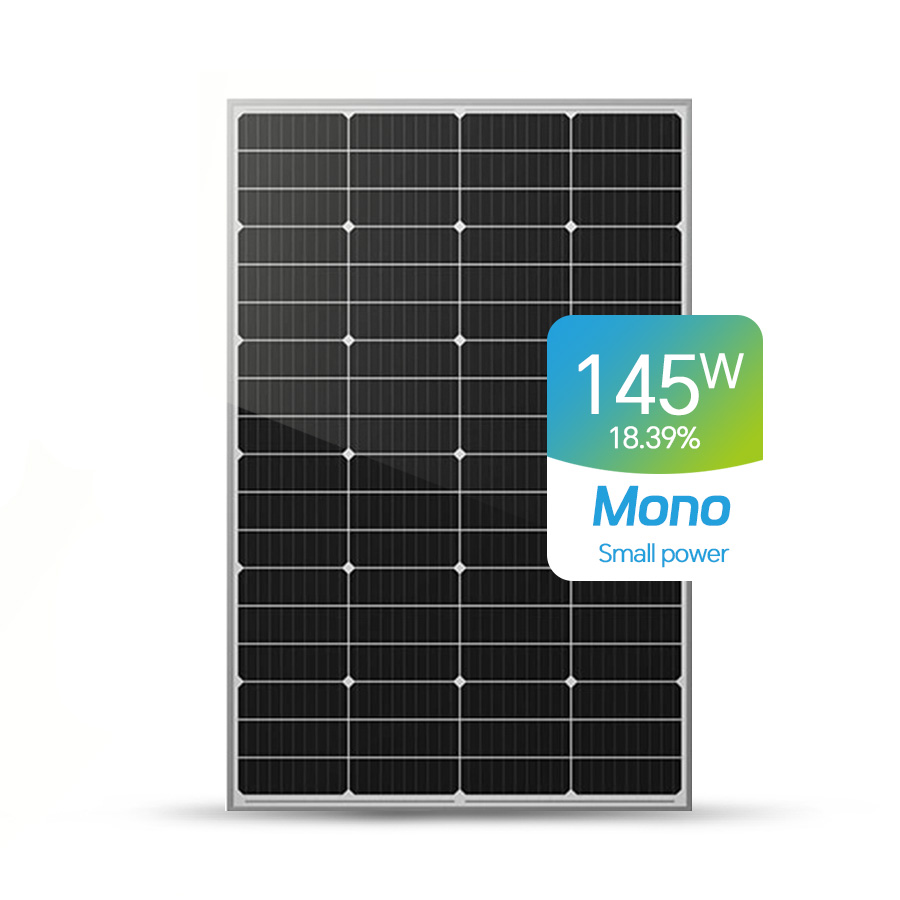 Paneles solares monocristalinos disponibles con potencias personalizadas de 140 W y 150 W.