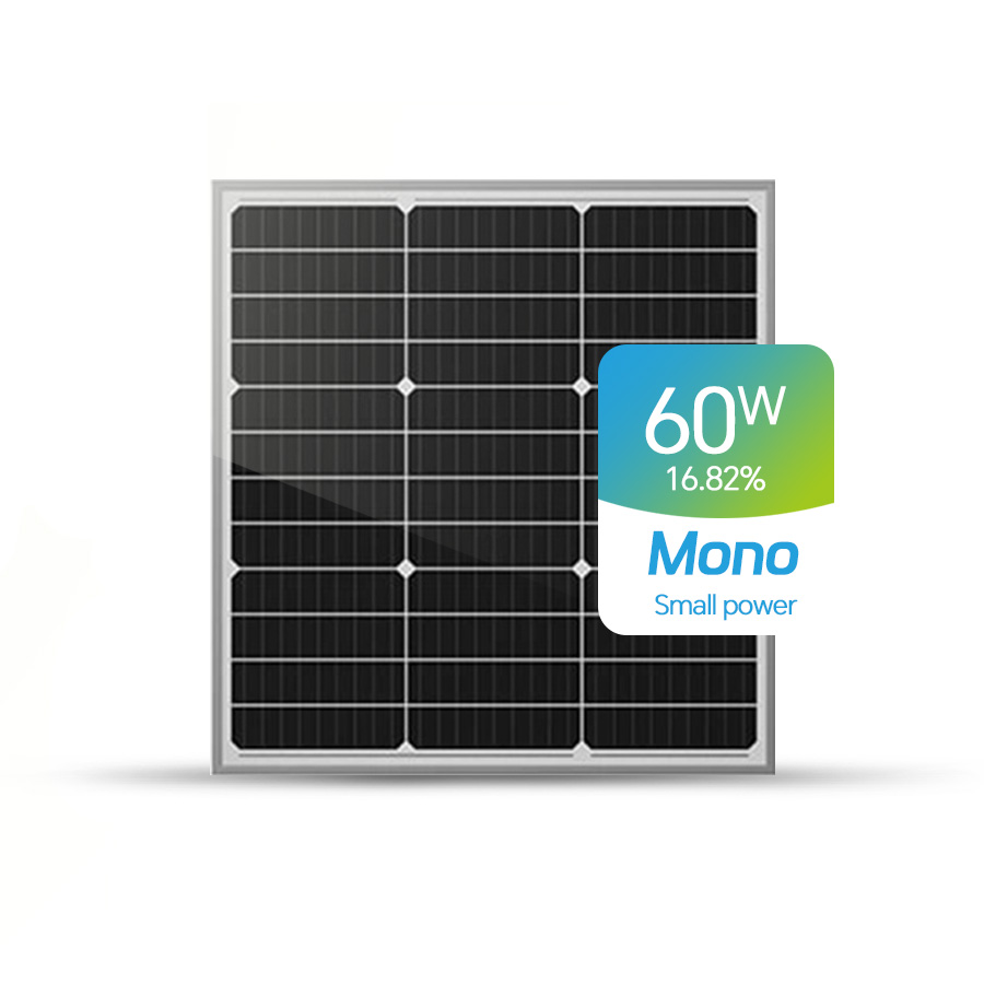 Paneles solares pequeños de 60 W disponibles a medida.