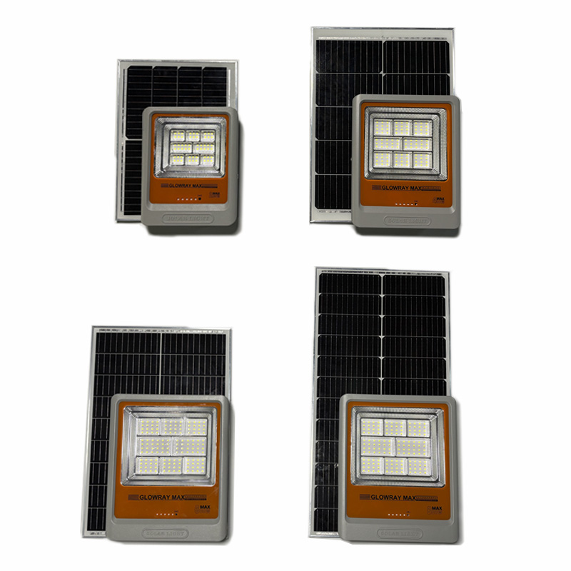 Luminaria solar de inundación FGET de 200W, 400W, 600W y 800W para aplicaciones en exteriores y jardines.