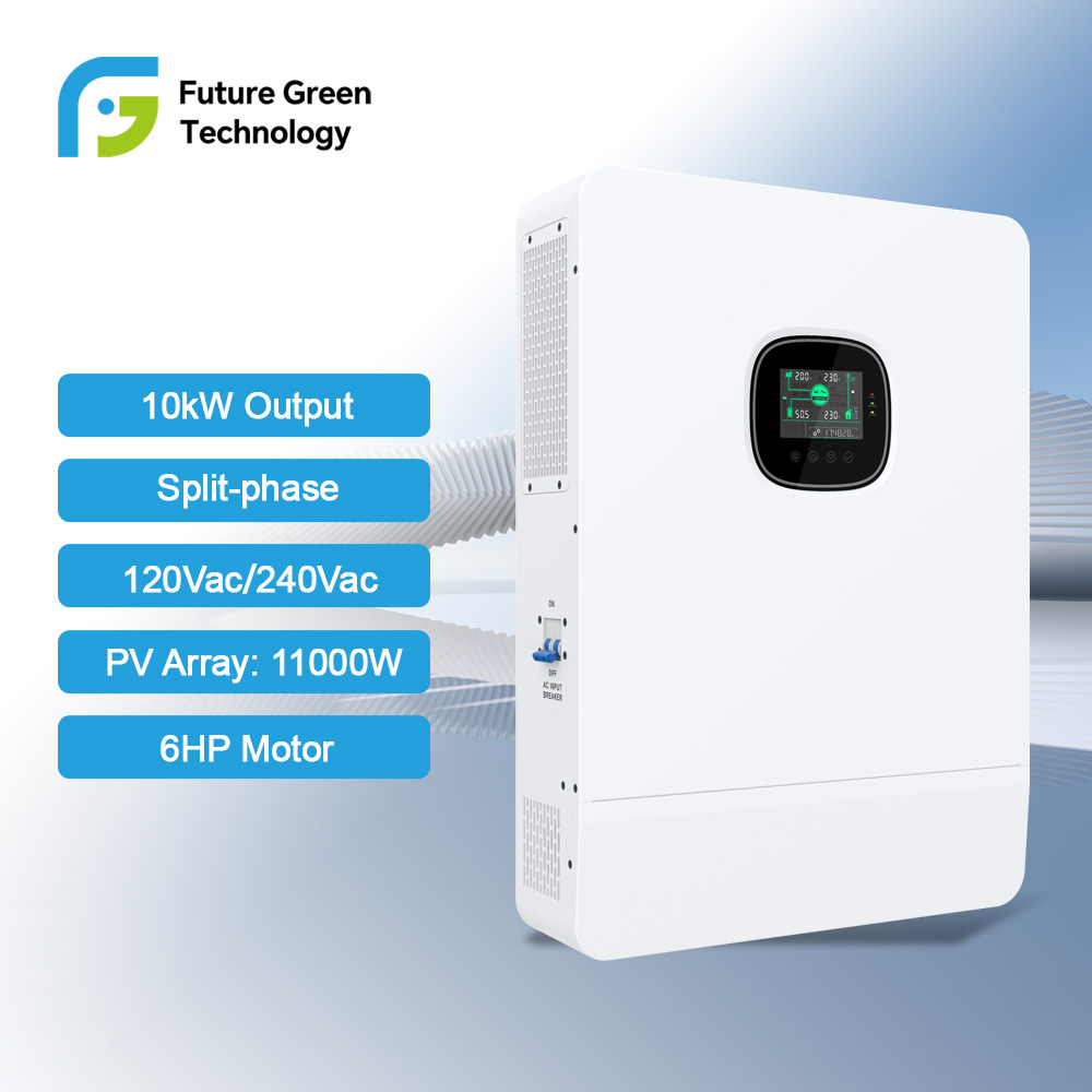 Sistema de energía solar aislado de 10 kW con tecnología avanzada de inversor dividido.